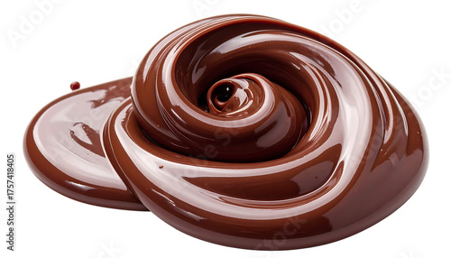 Fototapeta Naklejka Na Ścianę i Meble -  濃厚チョコレートの渦が絡み合う美しい曲線｜背景なし・透過PNG・コピースペース