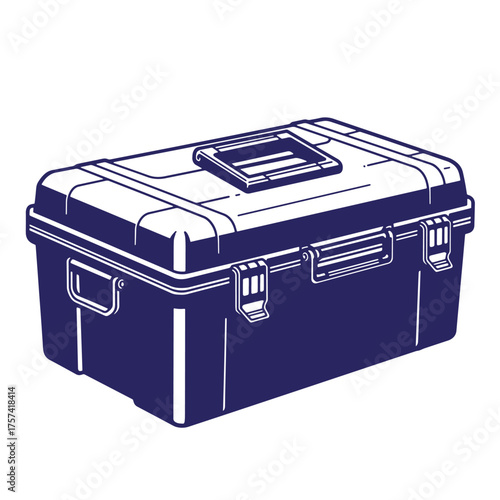 Illustrated blue tool box isolated on white background useful for construction projects