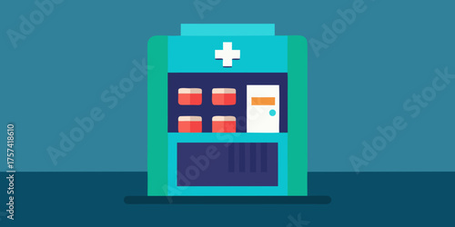Flat Design Future Pharmacy Vending Machine