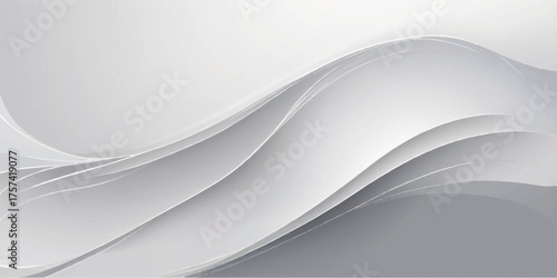 Abstract white wave design template with light blue curve line technology background
