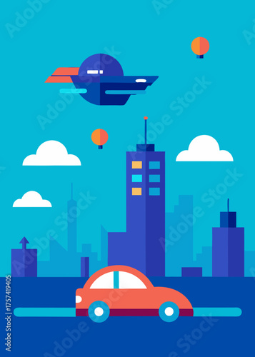 flat design smart traffic light system futuristic concept