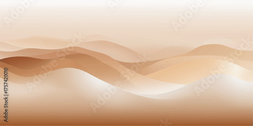 Abstract waves background vector depicting a hot, dry desert landscape with sand dunes under a sunset sky