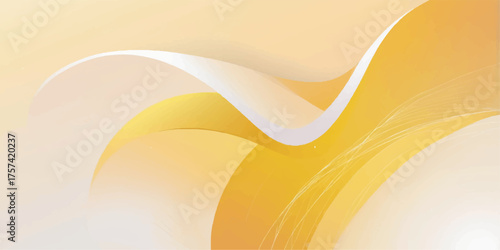 Abstract orange wave background: A vibrant, curved pattern illustration blending yellow, light, and gold gradient lines for a modern vector design concept