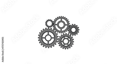Interlocking gears mechanism concept for industrial teamwork and mechanical engineering vector