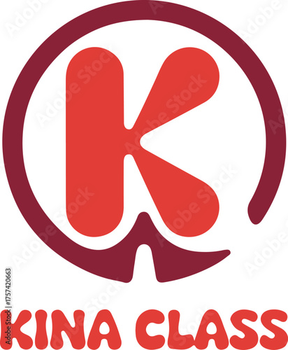 Kina class logo isolated on white background featuring the letter k in a circle