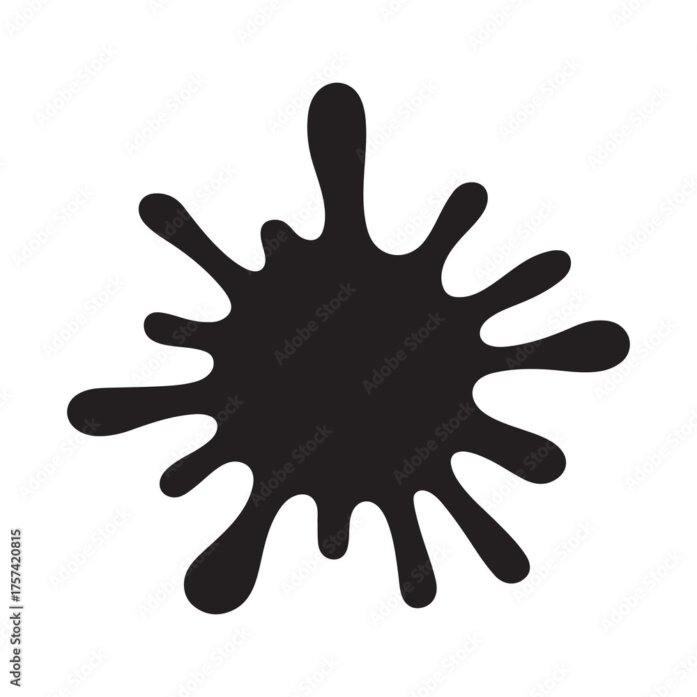 Obraz premium Black Ink Splash Silhouette Vector Illustration Paint Drop Stain Spot Design Shape Isolated Icon