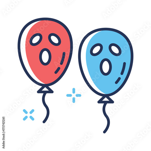 Festive balloons with spooky faces, great for Halloween parties.
