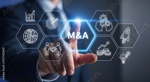 M&A Mergers Acquisitions Business Strategy Digital Interface Copy Space