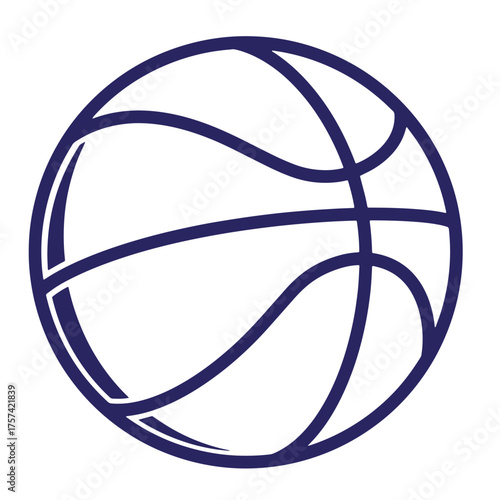 Simple blue basketball outline on a white background for sports and athletic designs