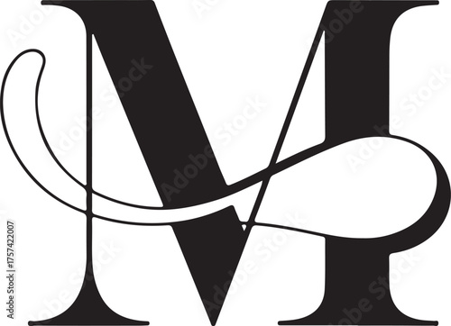 Elegant monogram logo featuring the letters m and p in a stylish intertwined design