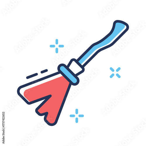 Classic witch broomstick icon for spooky and magical Halloween.