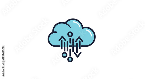 Abstract cloud icon representing digital data transfer upload and download operations vector