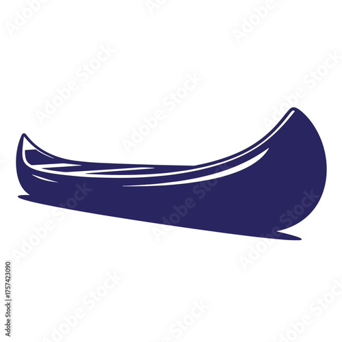 Simple blue canoe illustration isolated on white background perfect for water recreation or travel
