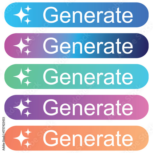 generate code script generator with AI artificial intelligence icon symbol of generative content creation icon outline and gradient set collection. generative ai icon set gradient generate buttons set