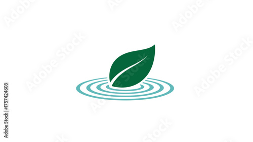 Leaf on Water Icon: Nature, Ecology, Purity, and Environmental Balance Symbol