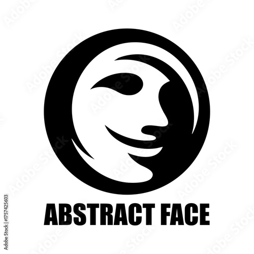 Abstract Face Silhouette, Logo Design, Smiling Abstract Face Logo