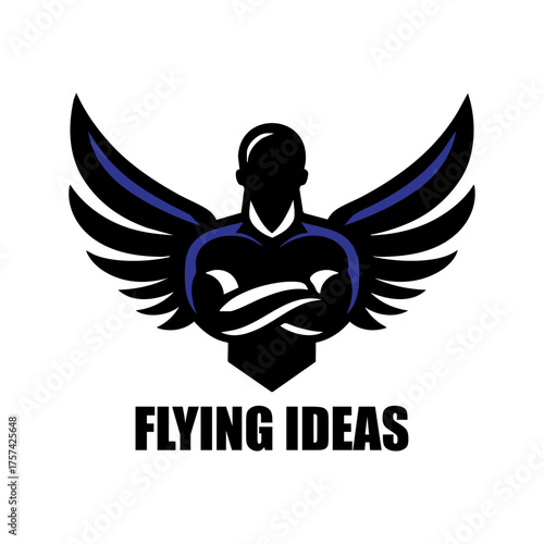 Man with wings, Logo Design, Flying Man Silhouette