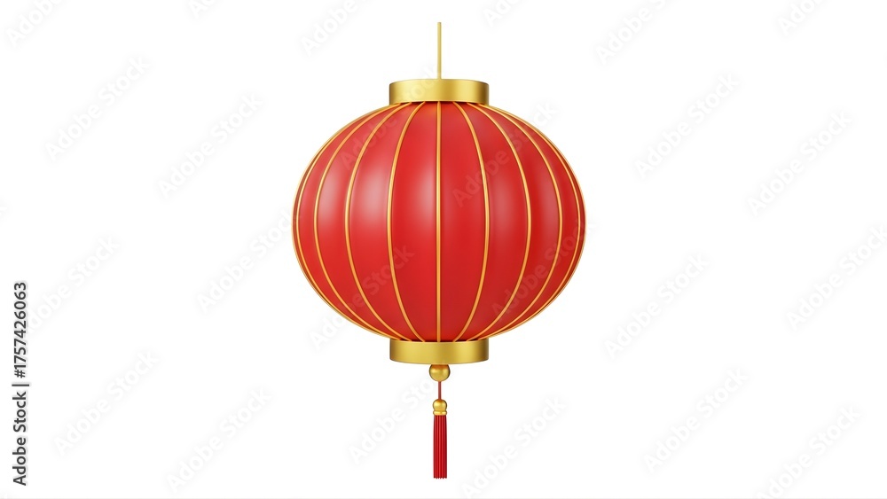 Obraz premium Red chinese new year lantern decoration for lunar new year celebration and asian festival design element on transparent background