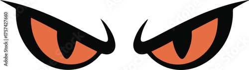 Photography Intense orange eyes with black outline isolated on white background for hallowee