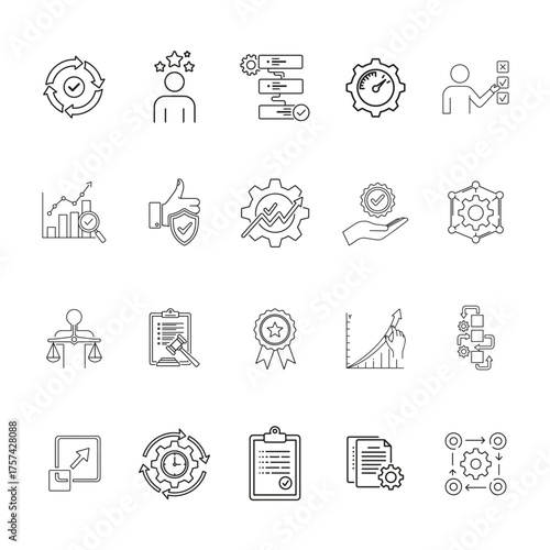 Best Practices Line Icons Set | Vector Symbols for Workflow, Management, and Corporate Guidelines