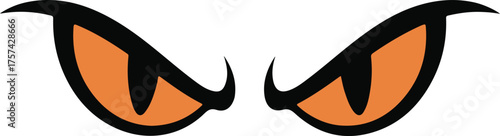 Pair of angry eyes isolated on white background, representing danger or aggression