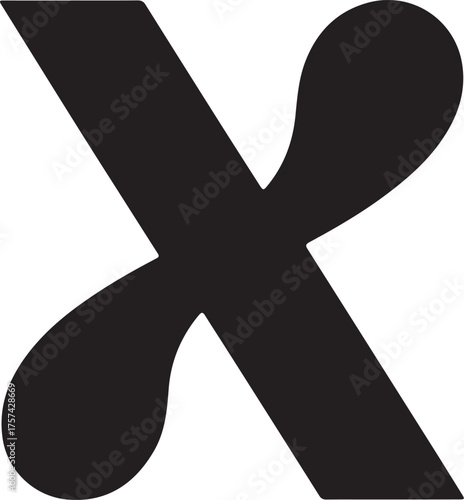 Abstract letter x isolated on white background, representing a cross or cancellation