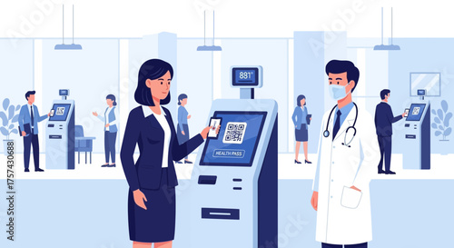 Health verification at healthcare facility with modern technology check-in process