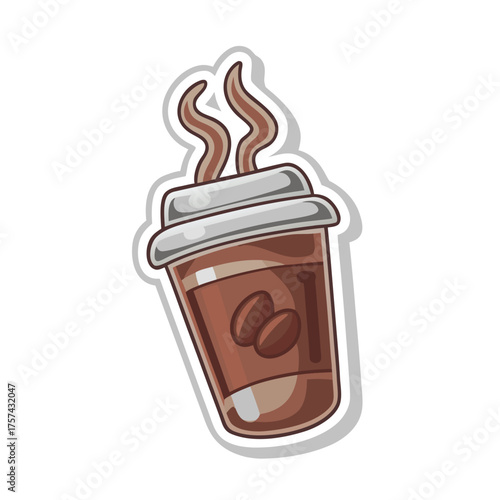 A hot coffee cup with a chocolate illustration vector is a perfect breakfast beverage sign