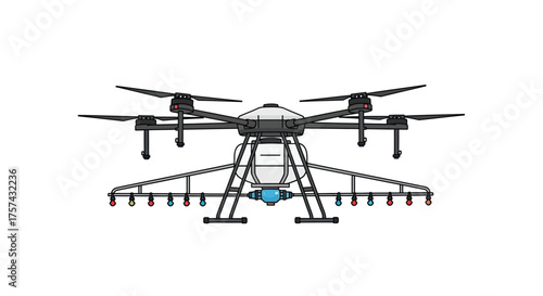 Agricultural drone isolated on white background used for spraying crops