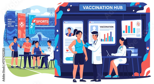 Athletes Vaccination Hub at a Sporting Venue Promoting Community Immunity