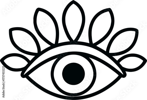 Beautiful eye with delicate flower petals replacing eyelashes for emotional expression