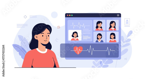 Conceptual Illustration of Remote Medical Consultation and Telehealth Solutions
