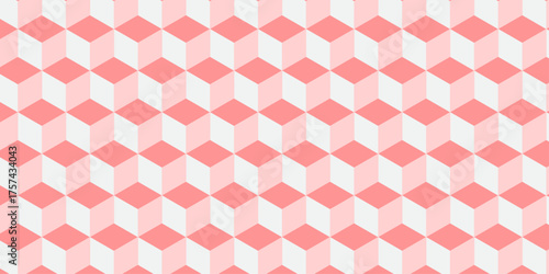 pink 3d modeling cubes Illustration decoration seamless white material pattern square design.	
