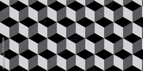 Black 3d modeling cubes Illustration decoration seamless white material pattern square design.	
