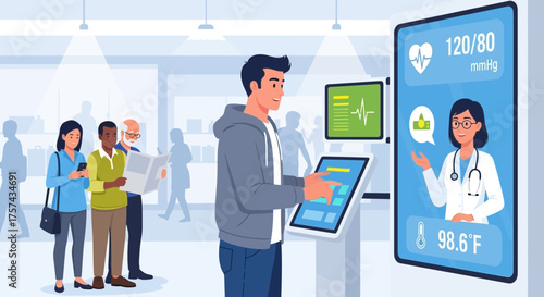 Innovative digital healthcare kiosk providing accessible health checkups and virtual consultations