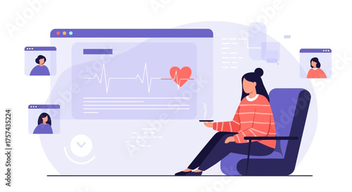 Telehealth and Remote Patient Monitoring, woman using technology for consultation