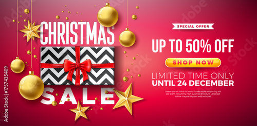 Christmas sale with gifts and ornaments