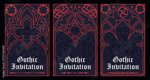 Gothic style invitation with ancient vintage elements. Sacred geometry border and frame. Vector illustration. EPS 10	
