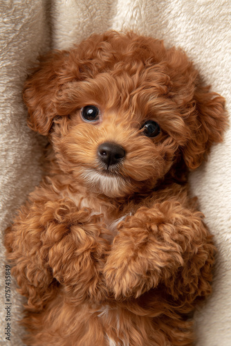Cute brown mini toy poodle