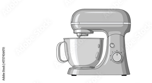 A powerful silver stand mixer with a large stainless steel bowl for all your baking needs.