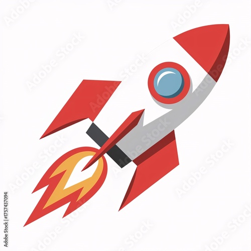 Free Download Red and white rocket ship ascending - GFXLoad