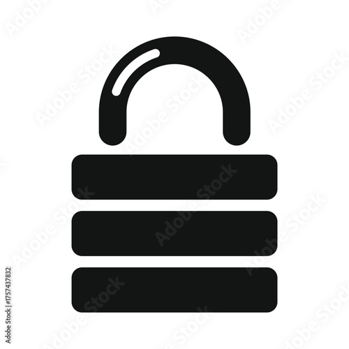 Simple black silhouette of a padlock icon representing security privacy and protection against unauthorized access
