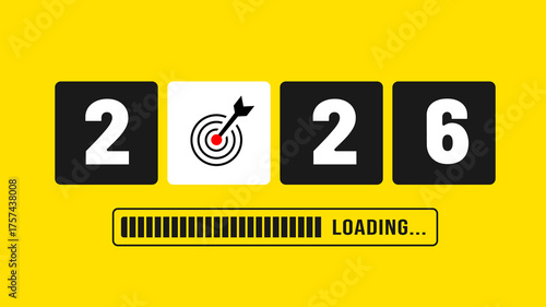 Year 2026 target loading on yellow background