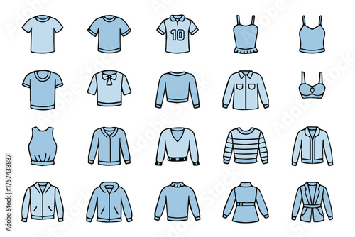 minimal apparel vector set clothing icons ai eps jpeg png editable fashion garment collection for catalogs