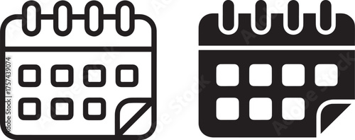 calendar icon set two styles minimalist outline and filled calendar vector for ui ux app design ai eps jpeg png