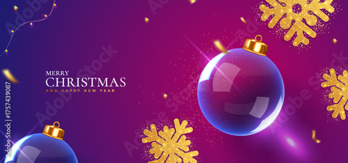 Festive christmas ornament and snowflake