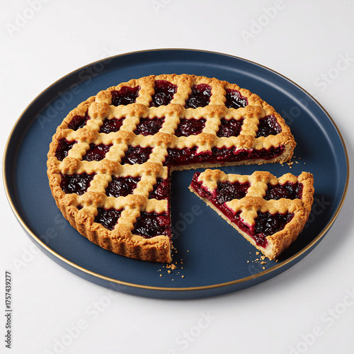 Beautiful Homemade Tart: Lattice-Top Berry Pie on Elegant Plate