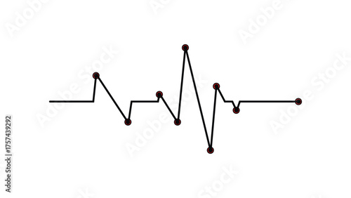 Dynamic heartbeat line graph illustrating medical data, pulse rhythm, health monitoring, and vital signs against a white background