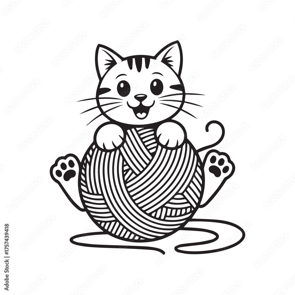 Fototapeta premium Creative flat vectors for National Cat Day featuring cats in fun outfits, retro posters, plants, moons, stars, coffee, yarn, zodiac & geometric patterns
