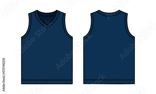 Sleeveless Tank Pair – Back Views Set (V-Neck & Crew-Neck) Vector Illustration, easily editable.